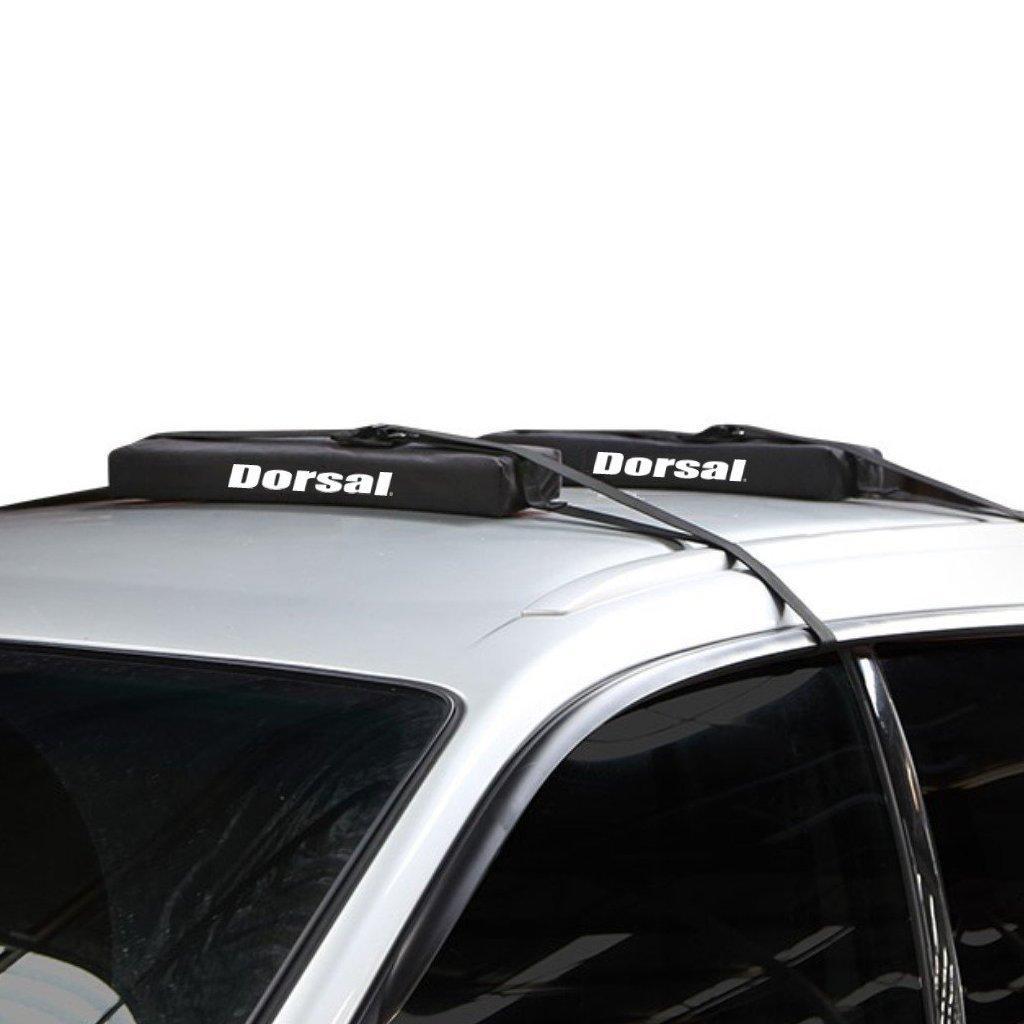 DORSAL Deluxe Wrap-Rax Surf and Snow Soft Roof Rack Pads and Straps, featuring 19-inch pads and durable securing straps for safe transportation.